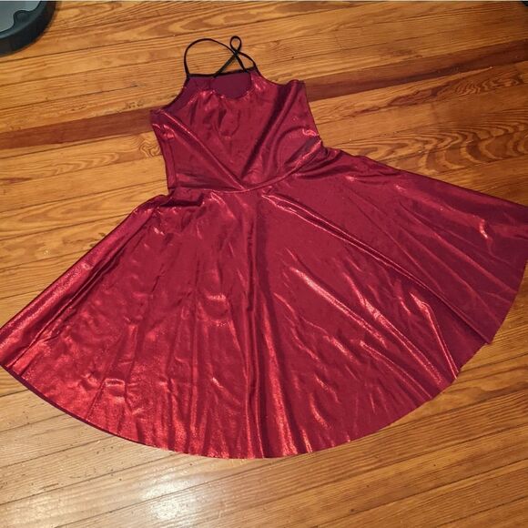 Blackmilk XL Red Shiny Skater Reversible Dress - Picture 2 of 8
